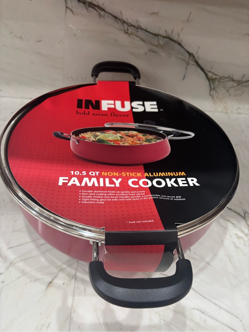 Infuse 10.5qt Family Cooker Red Stockpot w/ Lid Red NWT - Picture 2 of 7
